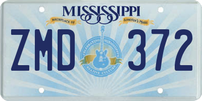 MS license plate ZMD372
