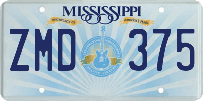 MS license plate ZMD375
