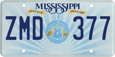 MS license plate ZMD377