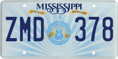 MS license plate ZMD378