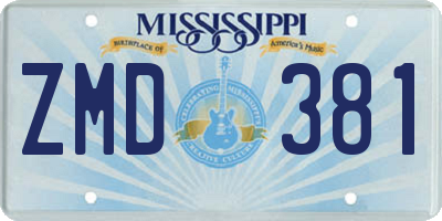 MS license plate ZMD381