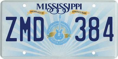 MS license plate ZMD384