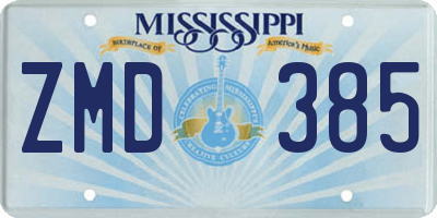 MS license plate ZMD385
