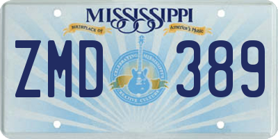 MS license plate ZMD389