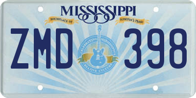 MS license plate ZMD398