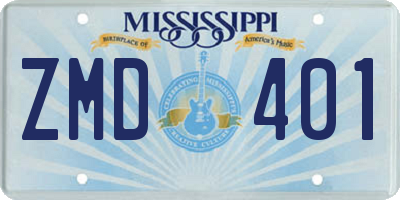 MS license plate ZMD401
