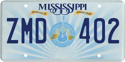 MS license plate ZMD402