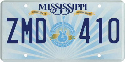 MS license plate ZMD410