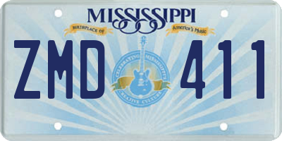 MS license plate ZMD411