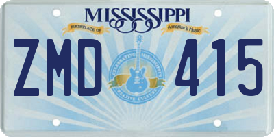 MS license plate ZMD415