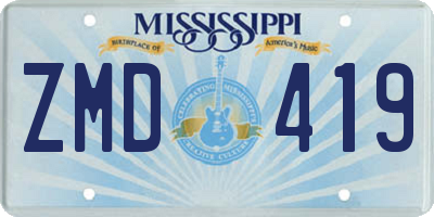 MS license plate ZMD419