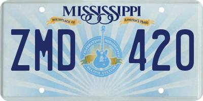 MS license plate ZMD420
