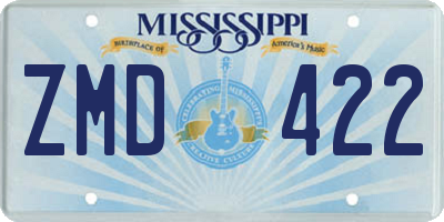 MS license plate ZMD422