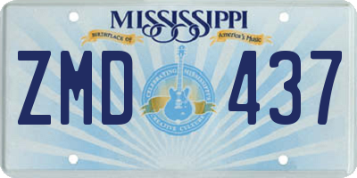 MS license plate ZMD437