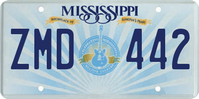 MS license plate ZMD442