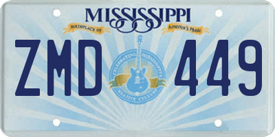 MS license plate ZMD449