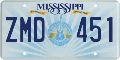 MS license plate ZMD451