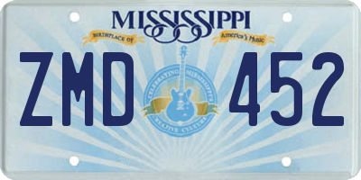 MS license plate ZMD452