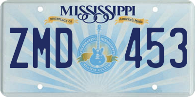 MS license plate ZMD453