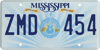 MS license plate ZMD454