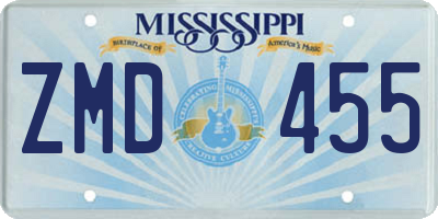 MS license plate ZMD455