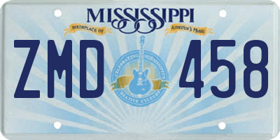 MS license plate ZMD458
