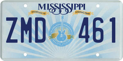 MS license plate ZMD461