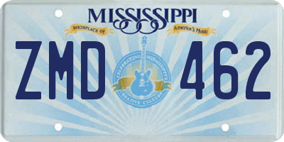 MS license plate ZMD462