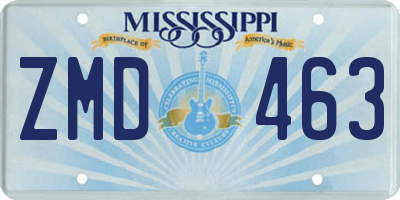 MS license plate ZMD463