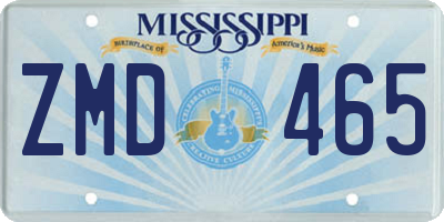 MS license plate ZMD465