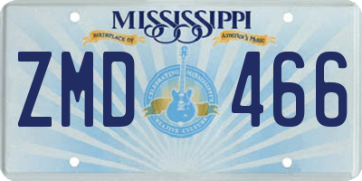 MS license plate ZMD466