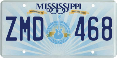 MS license plate ZMD468