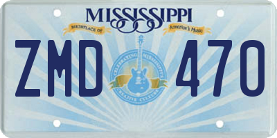 MS license plate ZMD470