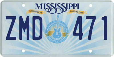 MS license plate ZMD471