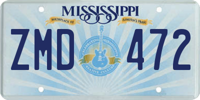 MS license plate ZMD472
