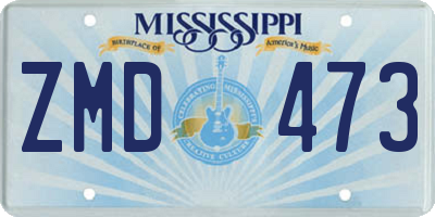 MS license plate ZMD473