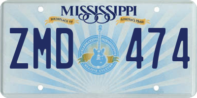 MS license plate ZMD474
