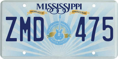 MS license plate ZMD475