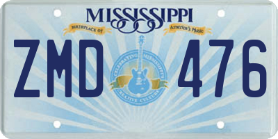 MS license plate ZMD476
