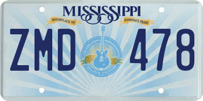 MS license plate ZMD478