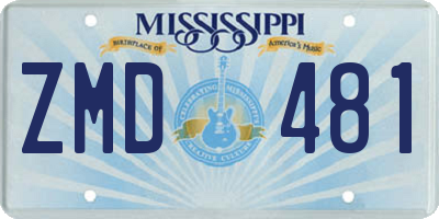 MS license plate ZMD481
