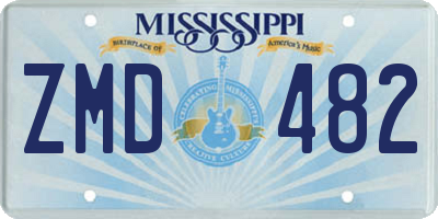 MS license plate ZMD482