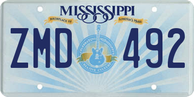 MS license plate ZMD492