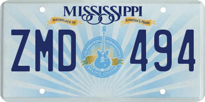 MS license plate ZMD494