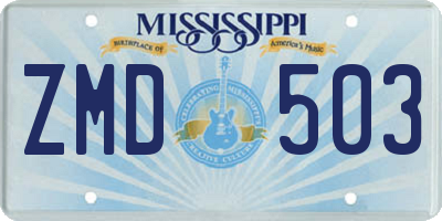 MS license plate ZMD503