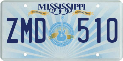 MS license plate ZMD510