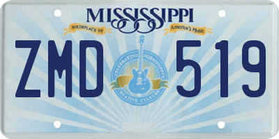 MS license plate ZMD519