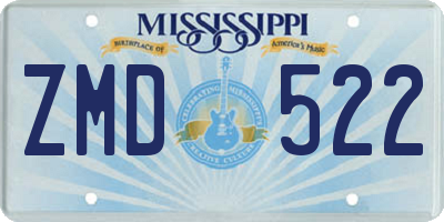 MS license plate ZMD522