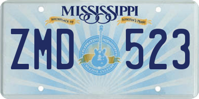 MS license plate ZMD523