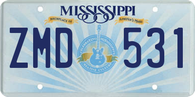 MS license plate ZMD531